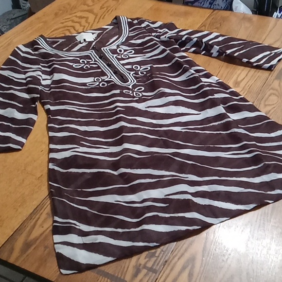 KATE SPADE Womens Dress XS  Preowned Tunic BROWN Animal Print SHEER Party Resort - Picture 3 of 14